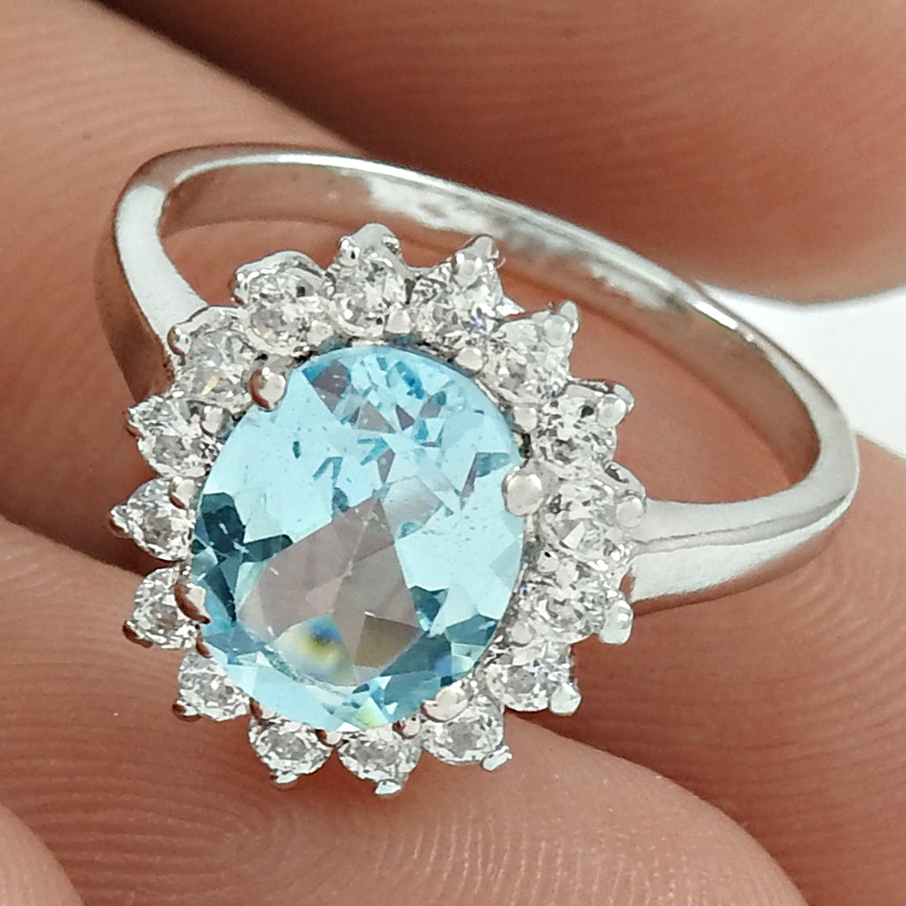 Natural Topaz 925 Silver Wholesale Jewelry Rhodium Plated Ring E12