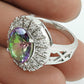 Natural Mystic Topaz Gemstone Cocktail Rhodium Plated Ring 925 Silver N24