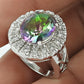 Natural Mystic Topaz Gemstone Cocktail Rhodium Plated Ring 925 Silver N24