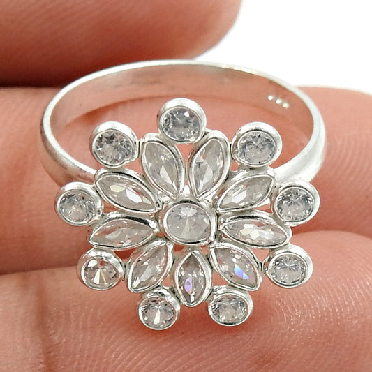 Marquise Natural Cubic Zirconia Cocktail Boho Ring 925 Sterling Silver