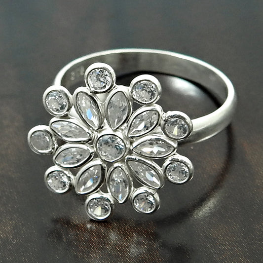 Marquise Natural Cubic Zirconia Cocktail Boho Ring 925 Sterling Silver