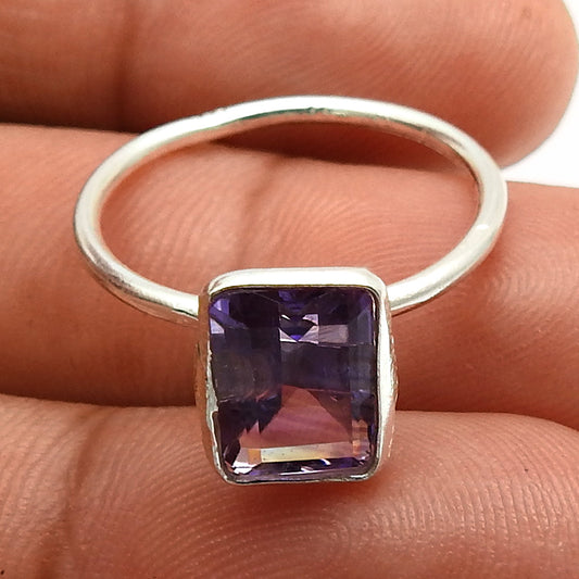 Natural Amethyst Gemstone Cocktail Boho Ring 925 Sterling Silver Q4