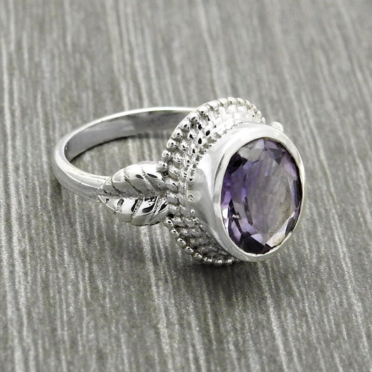 Natural Amethyst Gemstone Cocktail Ring 925 Silver Wholesale Jewelry Z12