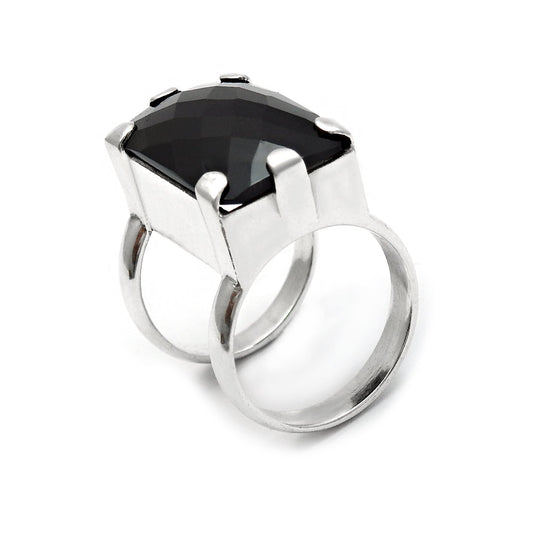 Natural Black Onyx 925 Silver Birthday Gift Band Ring