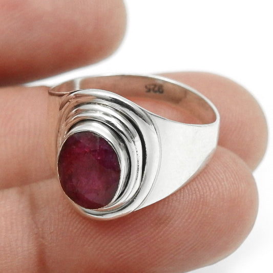 Natural Ruby Band Birthday Daughter Gift Ring Jewelry 925 Solid Silver