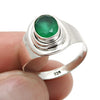 Oval Natural Green Onyx 925 Solid Silver Wedding Bezel Band Ring Jewelry