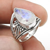 Rainbow Moonstone Solid 925 Sterling Silver Cocktail Ring Size 6