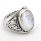 Rainbow Moonstone 925 Sterling Silver Bezel Band Ring Jewelry Size 6.5