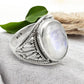 Rainbow Moonstone 925 Sterling Silver Bezel Band Ring Jewelry Size 6.5