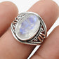 Rainbow Moonstone Solid 925 Silver Cocktail Ring Size 7