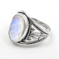 Rainbow Moonstone Solid 925 Silver Cocktail Ring Size 7