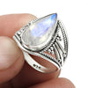 Pear Rainbow Moonstone 925 Silver Cocktail Handmade Ring Jewelry Size 7