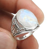 Rainbow Moonstone 925 Silver Handmade Cocktail Ring Size 7.5