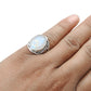 Rainbow Moonstone 925 Silver Handmade Cocktail Ring Size 7.5