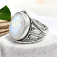 Rainbow Moonstone 925 Silver Handmade Cocktail Ring Size 7.5