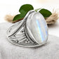 Natural Rainbow Moonstone Solid 925 Sterling Silver Band Ring Size 7.5