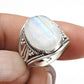 Natural Rainbow Moonstone Solid 925 Sterling Silver Band Ring Size 7.5