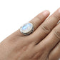 Rainbow Moonstone Solid 925 Silver Trendy Band Statement Ring Size 8