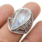 Crown Chakra Rainbow Moonstone Cocktail Ring 925 Silver Jewelry