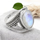 Crown Chakra Rainbow Moonstone Sterling Silver Cocktail Ring Size 7