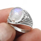 Oval Rainbow Moonstone 925 Silver Trendy Bezel Ring Size 7