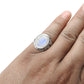 Rainbow Moonstone 925 Silver Crown Chakra Bezel Ring Size 7