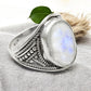 Rainbow Moonstone 925 Silver Crown Chakra Bezel Ring Size 7