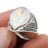 Pear Rainbow Moonstone Solid 925 Sterling Silver Ring Jewelry Size 7