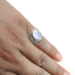 Blue Fire Rainbow Moonstone 925 Sterling Silver Promise Ring Size 7.5