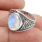 Blue Fire Rainbow Moonstone 925 Sterling Silver Promise Ring Size 7.5