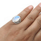 Genuine Rainbow Moonstone Solid 925 Silver Cocktail Ring Size 8