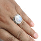 Round Shape Natural Rainbow Moonstone 925 Sterling Silver Ring Size 9.5