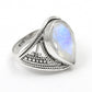 Crown Chakra Natural Rainbow Moonstone 925 Silver Ring Size 6.5