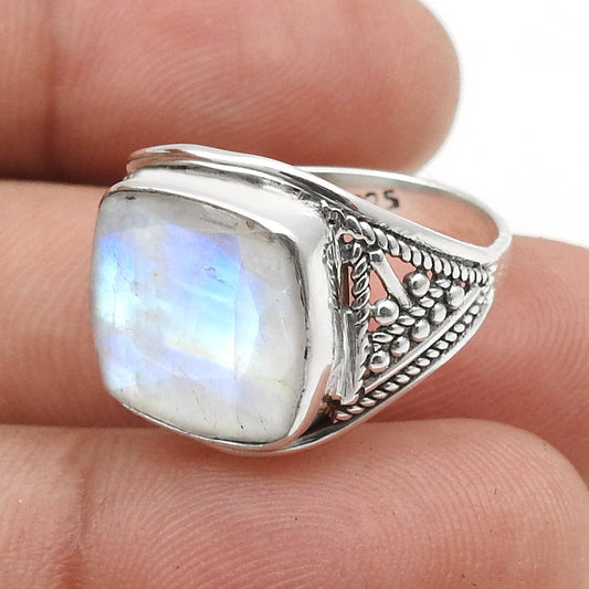 High Quality Natural Rainbow Moonstone 925 Sterling Silver Handmade Ring