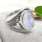 Natural Rainbow Moonstone 925 Sterling Silver Ring Birthday Gift Jewelry