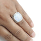 Men Ring Square Shape Natural Rainbow Moonstone 925 Sterling Silver Statement Ring Size 8