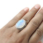 Fire Rainbow Moonstone 925 Sterling Silver Handmade Ring Size 9