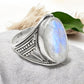 Fire Rainbow Moonstone 925 Sterling Silver Handmade Ring Size 9