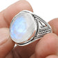 Natural Rainbow Moonstone Solid 925 Silver Trendy Ring Size 9