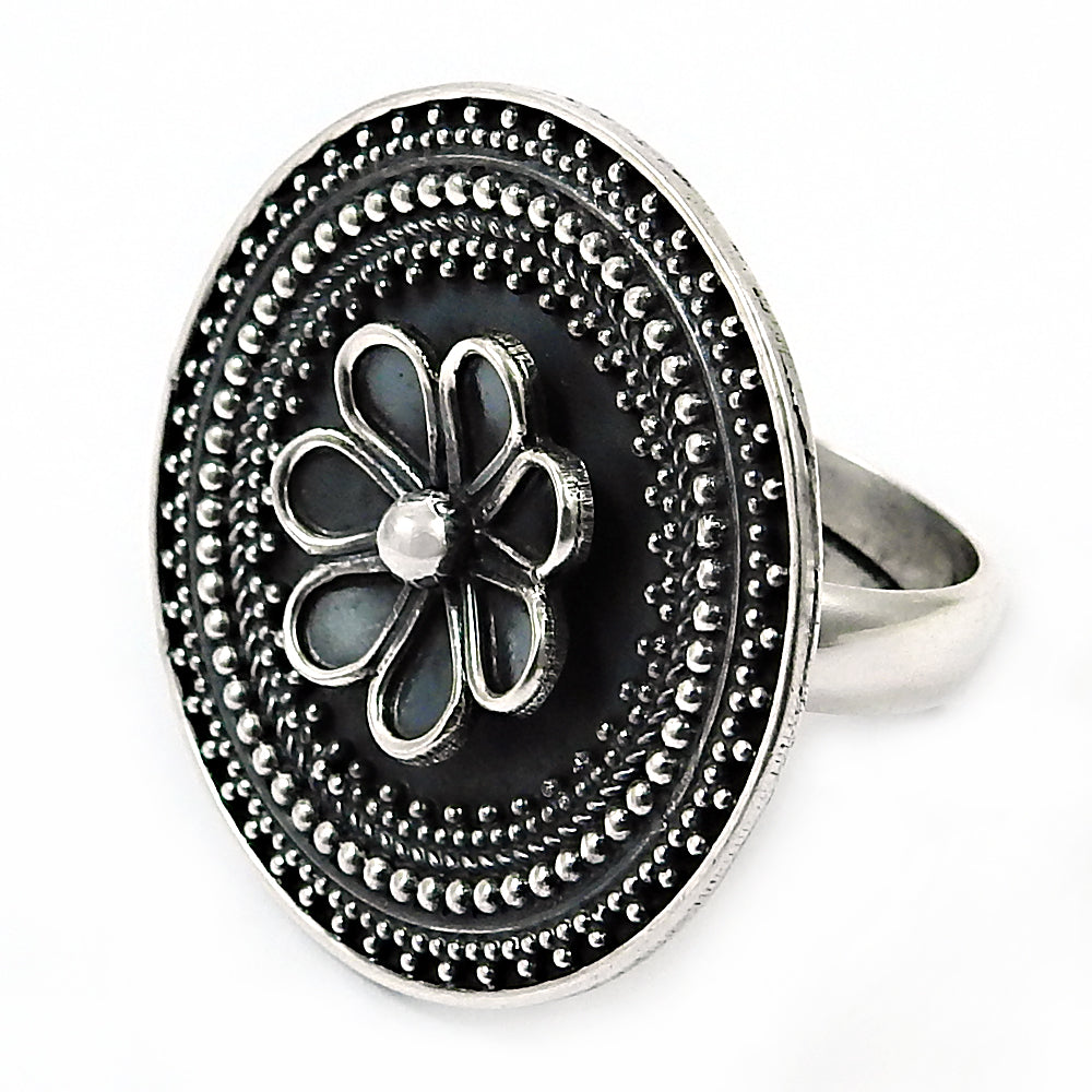 925 Solid Sterling Silver Band Flower Ring Handmade Jewelry