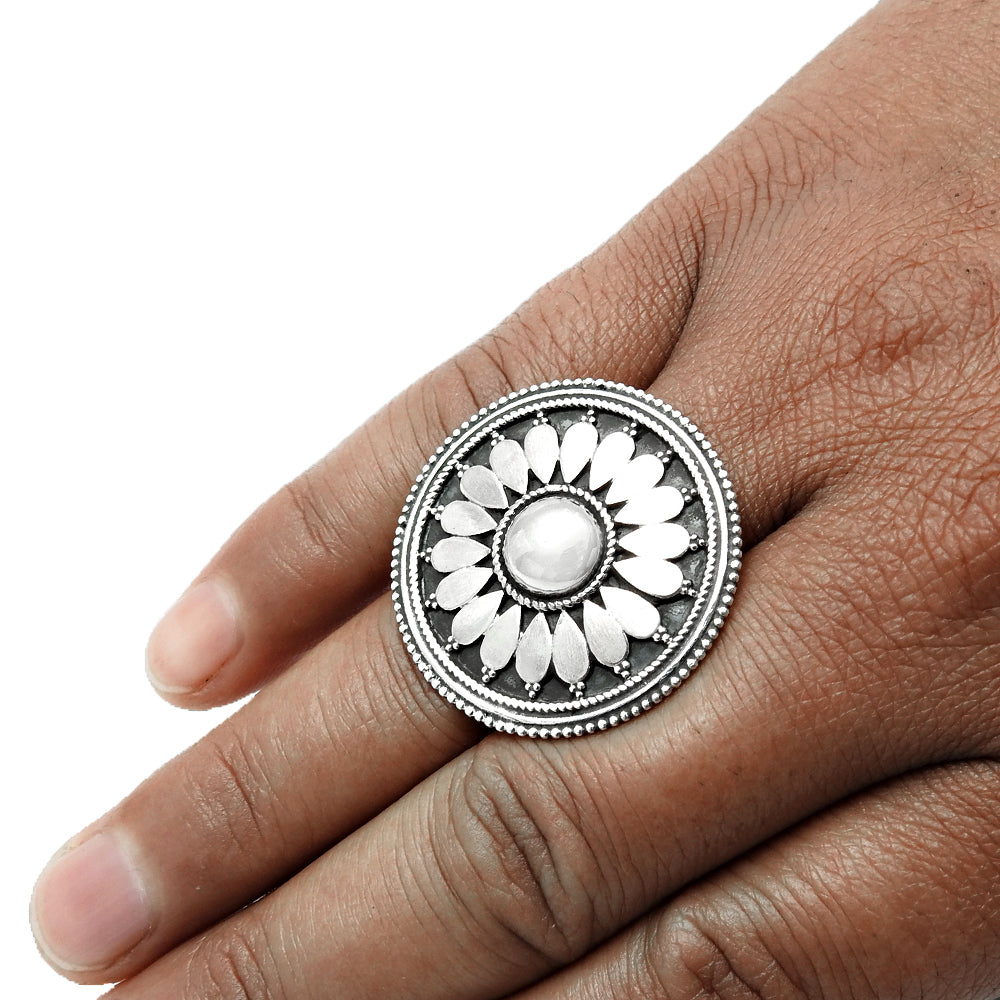 Indian Artisan 925 Solid Sterling Silver Cocktail Ring V9