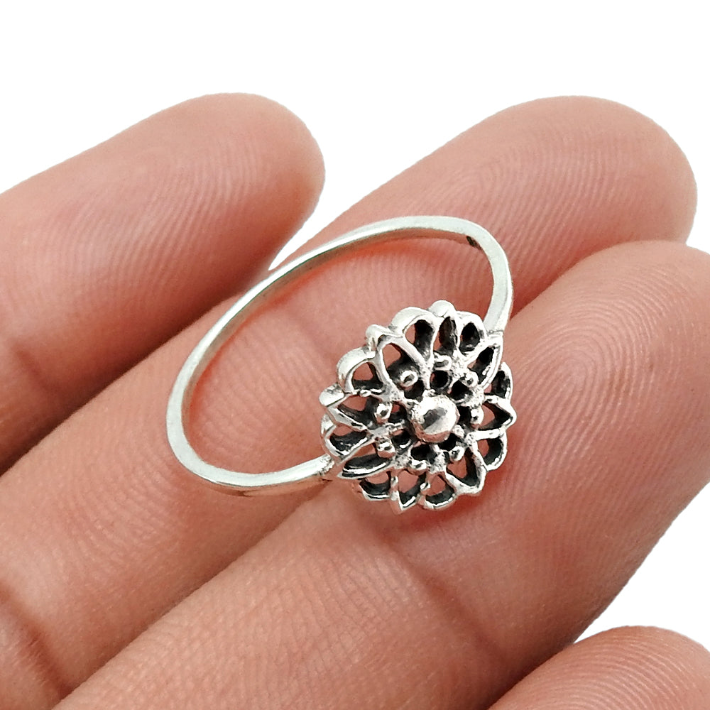 925 Sterling Silver Handcrafted Cocktail Flower Ring