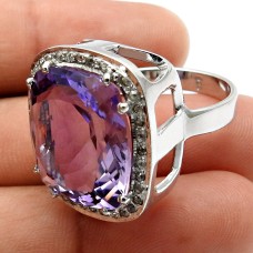 Wedding Ring 925 Sterling Silver Diamond Amethyst Gemstone Ring Traditional Jewelry