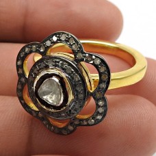 Flower Ring Gold Plated 925 Sterling Silver Diamond Ring Gift for Her