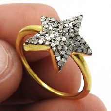 Engagement Star Ring 925 Sterling Silver Diamond Ring Handmade Gold Plated Jewelry