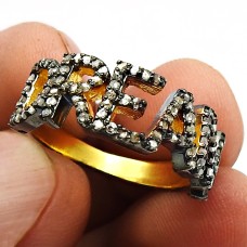 Party Wear Diamond Ring 925 Sterling Silver Black Rhodium Gold Plated Dream Ring Jewelry