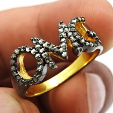 Black Rhodium Gold Plated OMG Ring 925 Sterling Silver Diamond Ring Jewelry