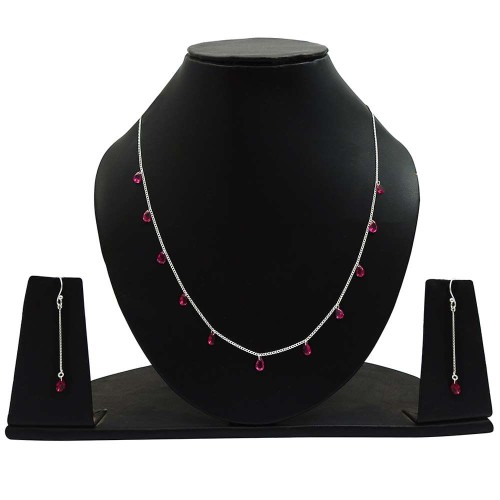 Latest Trend 925 Sterling Silver Ruby CZ Gemstone Jewelry Set Woman Gift