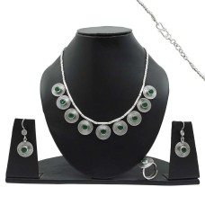 Classic 925 Sterling Silver Green Onyx Gemstone Jewelry Set Wedding Gift