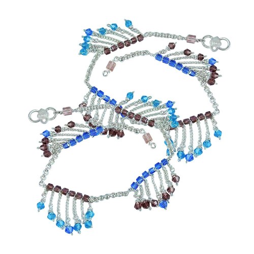 Favorite ! Multi Colour Glass 925 Sterling Silver Anklets